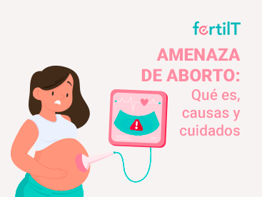 Dibujo mujer embarazada revisando su vientre con estetoscopio para evitar amenaza de aborto