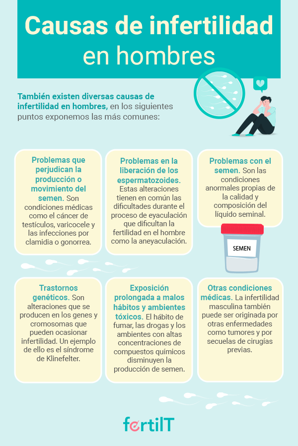 Infografía con las causas de infertilidad en hombres