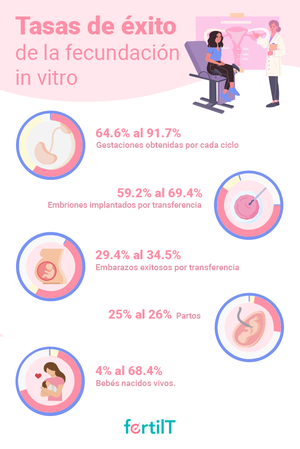 Infografía sobre las diferentes tasas de éxito de la fecundación in vitro