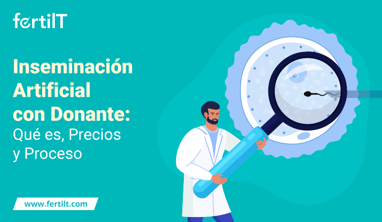 Portada del artículo Inseminación artificial con donante que muestra un doctor mirando con una lupa una muestra de semen