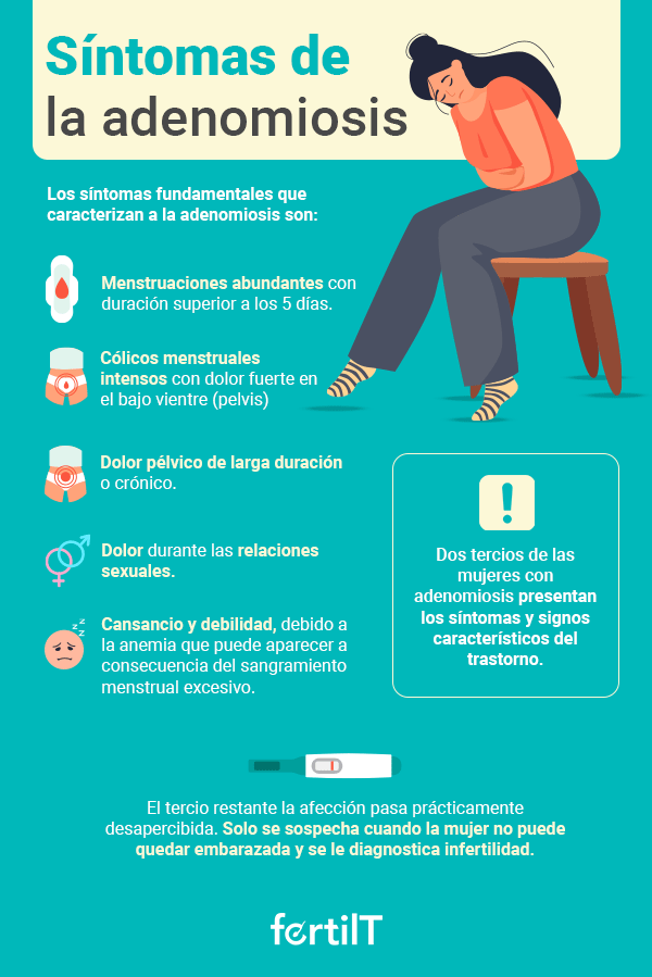 Infografía con los síntomas de la adenomiosis