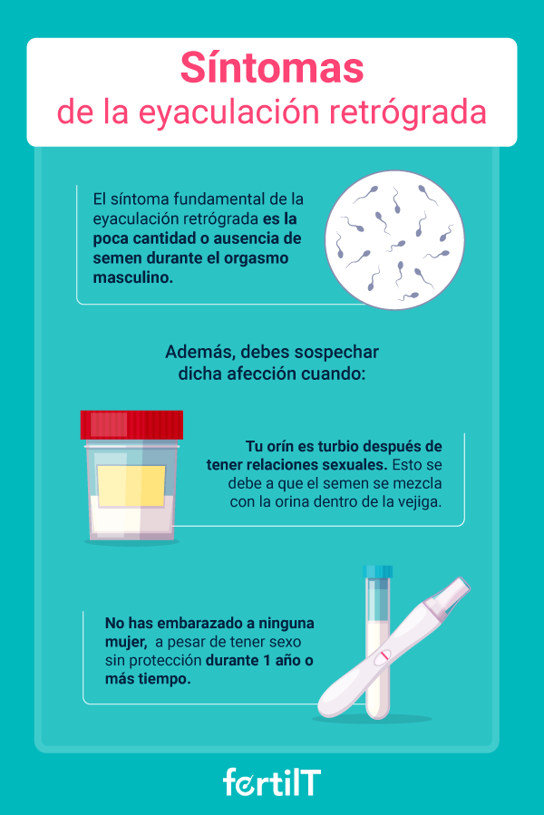 Infografía con los síntomas de la eyaculación retrógrada