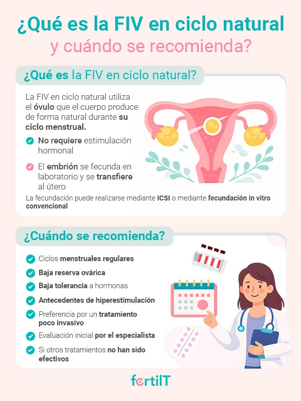 Infografía del artículo: ¿Qué es la FIV en ciclo natural y cuándo se recomienda?