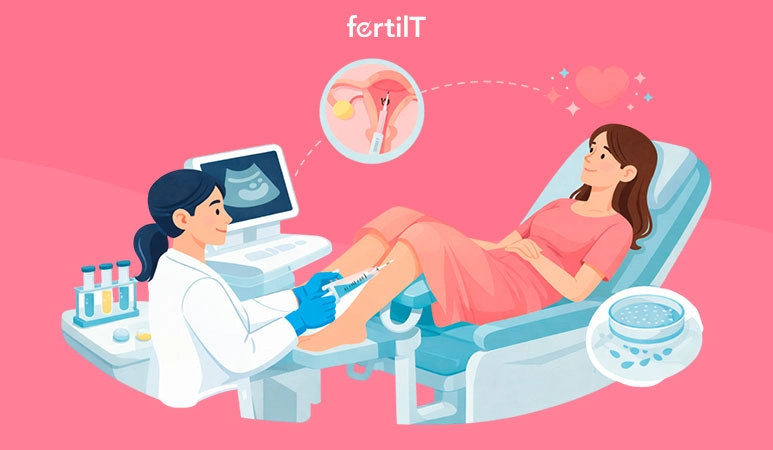Procedimiento de inseminación artificial realizado por especialista